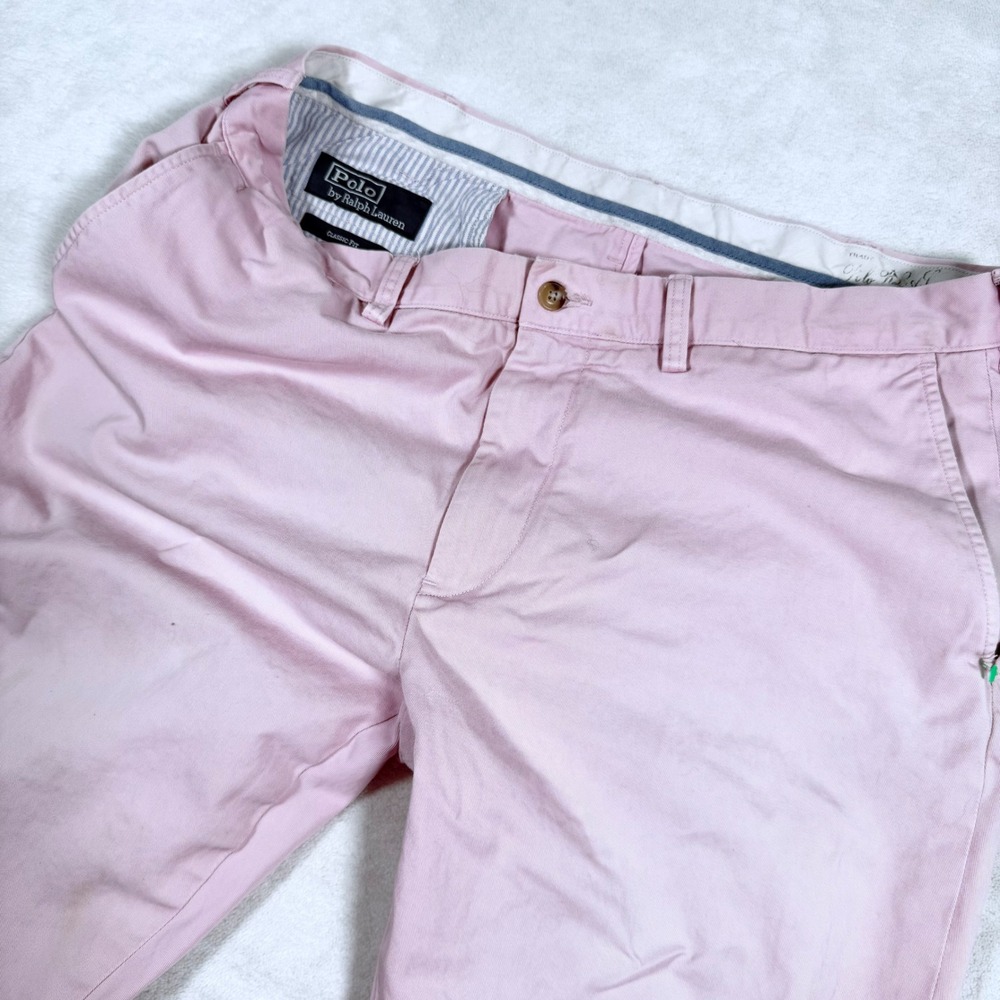 Polo Ralph Lauren Mens Classic Fit Chino Pants Pink Cotton Twill 36x31